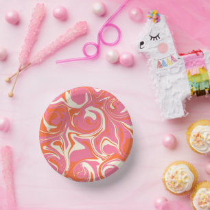 Spill - Pink, Orange and Cream Paper Plate