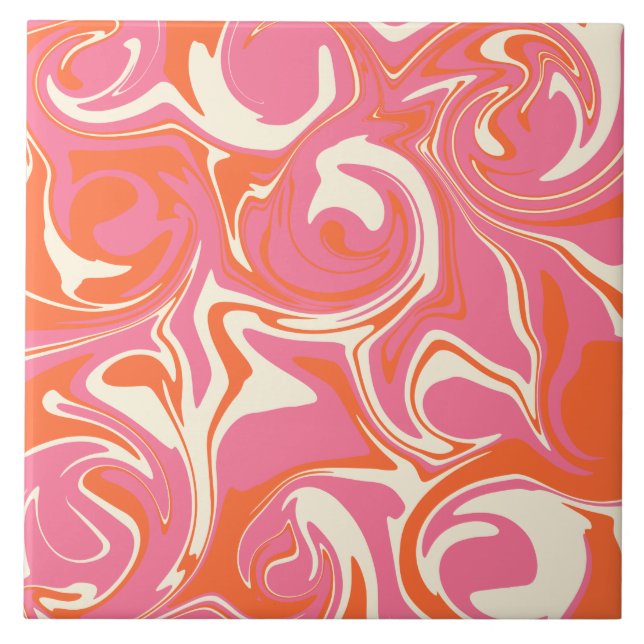 Spill - Pink, Orange and Cream Tile (Front)