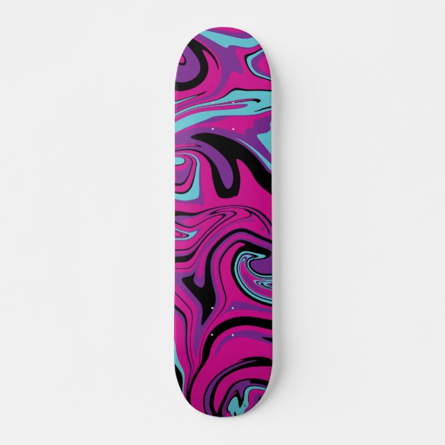 Spill - Pink, Purple, Blue and Black Skateboard (Front)