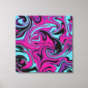 Spill - Pink, Purple, Blue and Black Throw Pillow Canvas Print