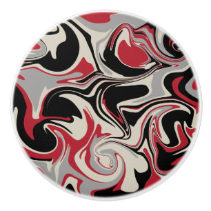 Spill - Red, Grey, Black and Bone White Ceramic Knob