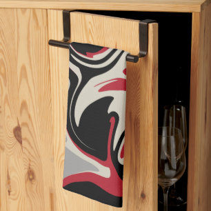 Spill - Red, Grey, Black and Bone White Kitchen Towel