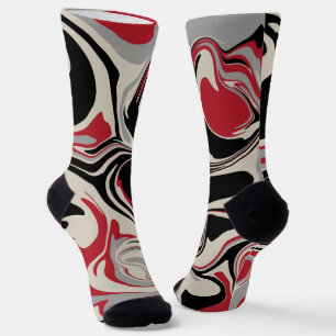 Spill - Red, Grey, Black and Bone White Socks
