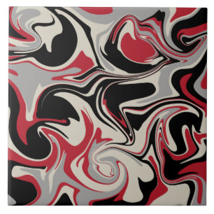Spill - Red, Grey, Black and Bone White Tile