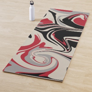 Spill - Red, Grey, Black and Bone White Yoga Mat