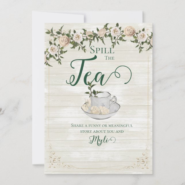 Spill the Tea Bridal Shower Flat Advice Card (Front)