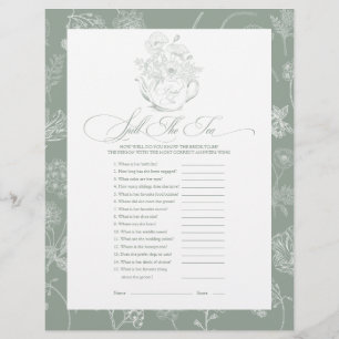 Spill The Tea Bridal Shower Game