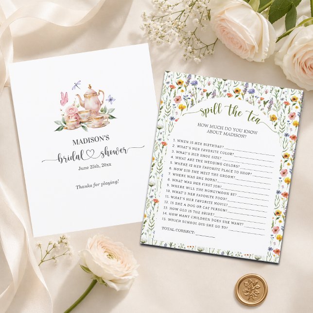 Spill the Tea Bridal Shower Tea Party Game (Creator Uploaded)