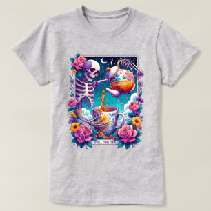 Spill The Tea Skeleton Tarot Card T-Shirt