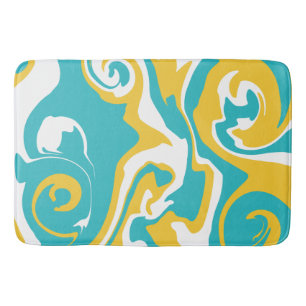 Spill - Turquoise and Yellow Bath Mat