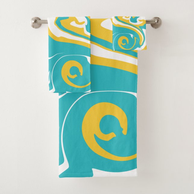Spill - Turquoise and Yellow Bath Towel Set (Insitu)