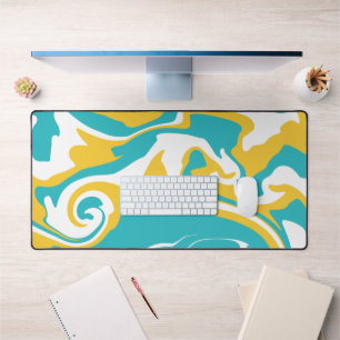 Spill - Turquoise and Yellow Desk Mat