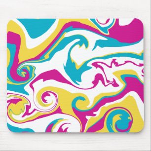 Spill - Turquoise, Yellow, Pink and White Mouse Pad