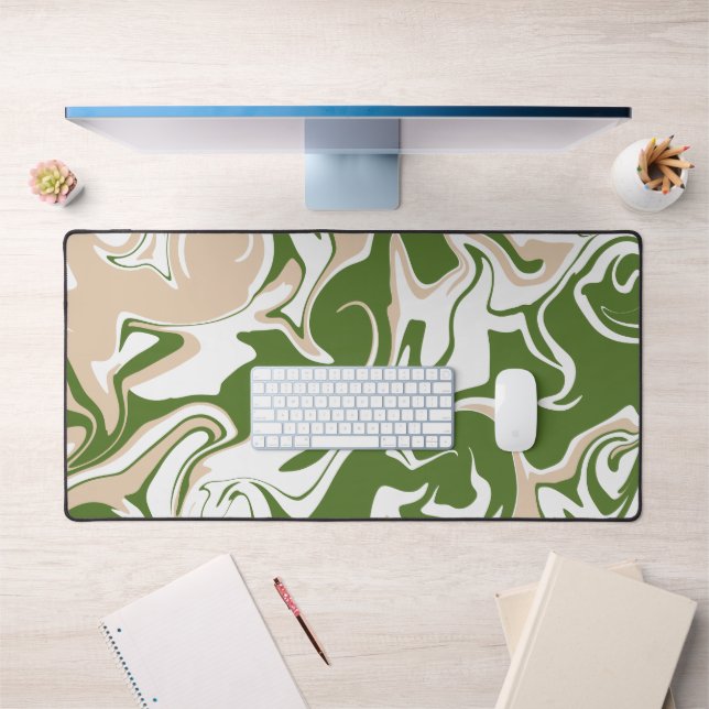 Spill - White, Sand and Palm Green Desk Mat (Office 1)