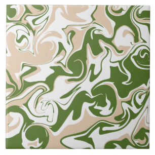 Spill - White, Sand and Palm Green Tile