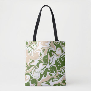 Spill - White, Sand and Palm Green Tote Bag
