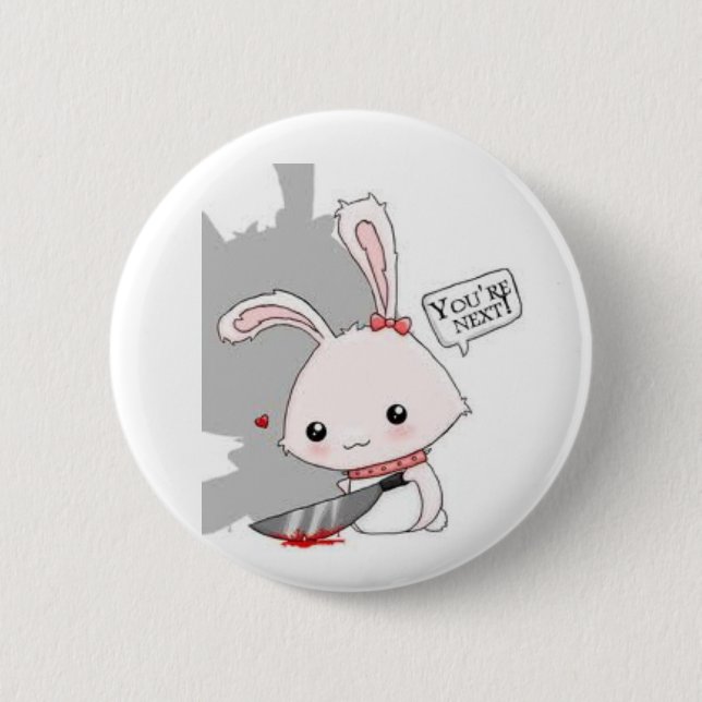Spilla Killer Bunny 2 Inch Round Button (Front)