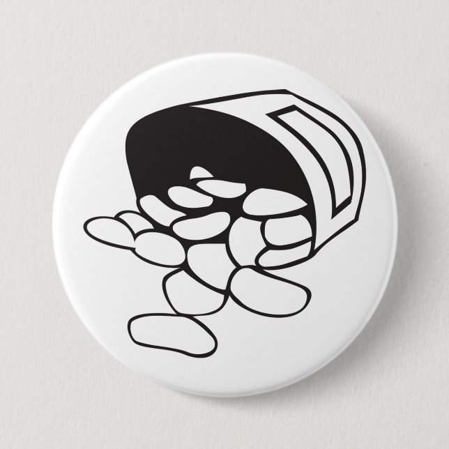 Spilled Beans Black and White Outline 3 Inch Round Button (Front)