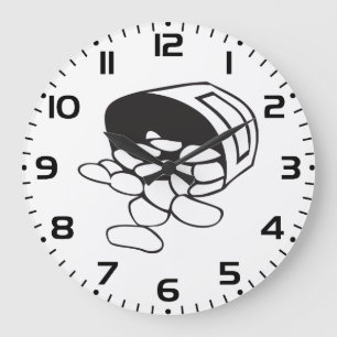 Spilled Beans Black and White Outline Large Clock