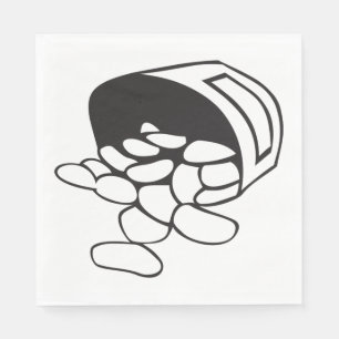 Spilled Beans Black and White Outline Napkin