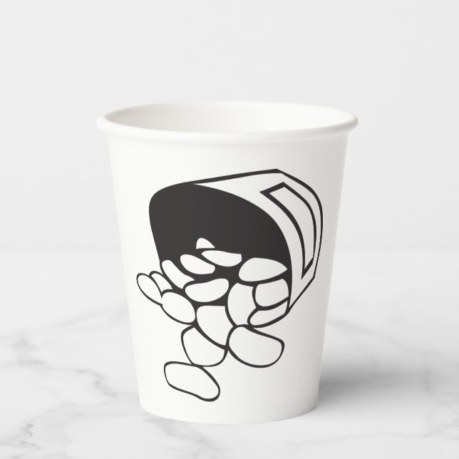 Spilled Beans Black and White Outline Paper Cups (Front)