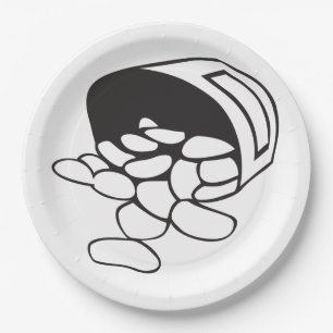 Spilled Beans Black and White Outline Paper Plate