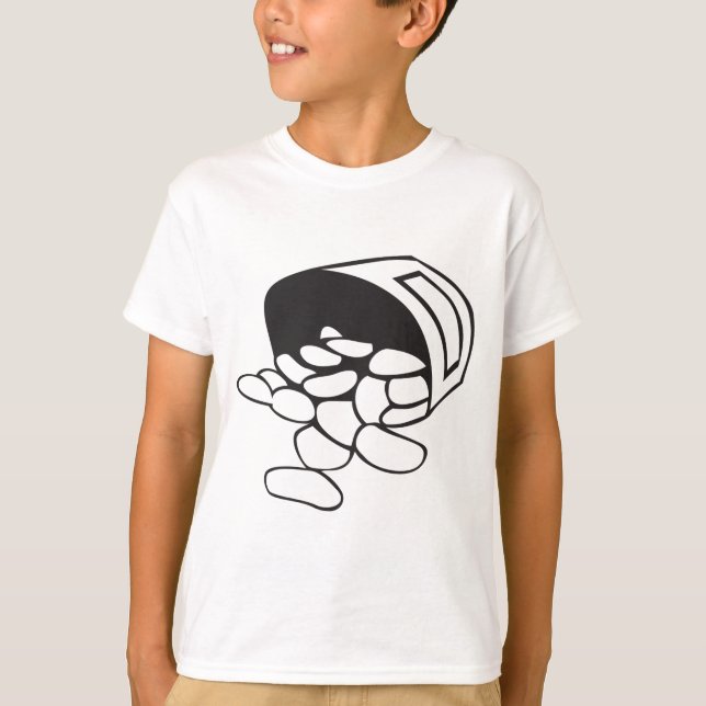 Spilled Beans Black and White Outline T-Shirt (Front)
