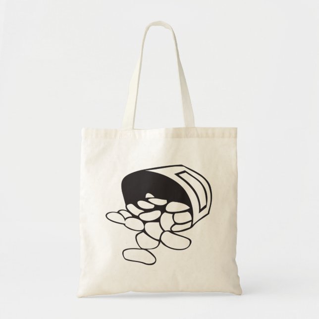 Spilled Beans Black and White Outline Tote Bag (Front)