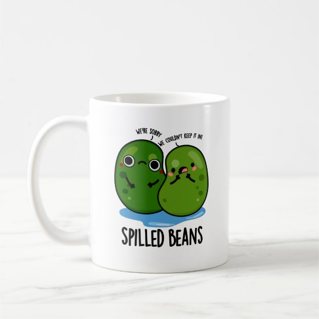 Spilled Beans Funny Veggie Bean Pun  Coffee Mug (Left)