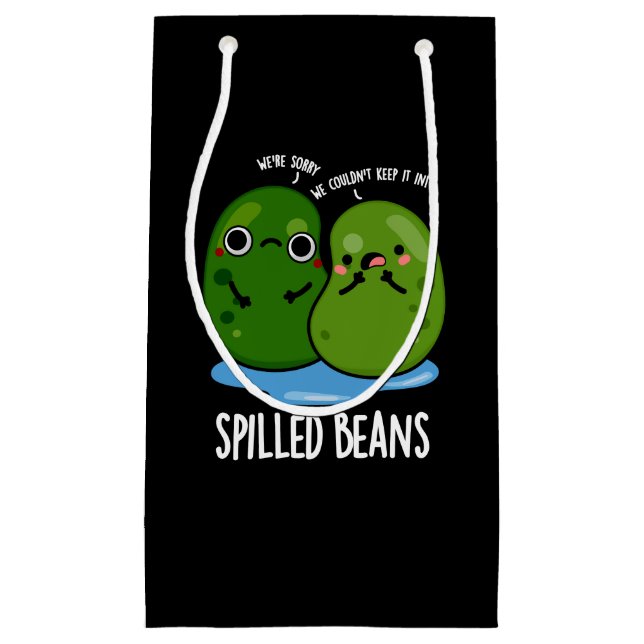 Spilled Beans Funny Veggie Bean Pun Dark BG Small Gift Bag (Front)