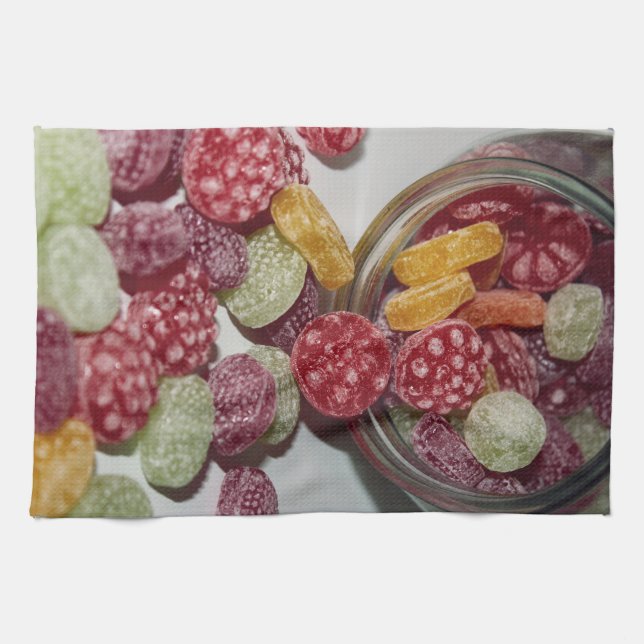 Spilled hard fruit candy from jar - Kitchen Kitchen Towel (Horizontal)