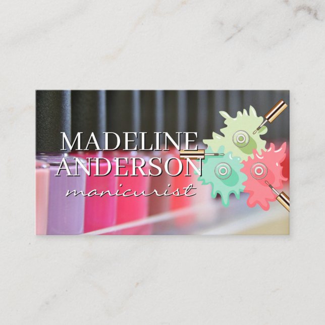 Spilled Nail Polish Bottles | Manicurist Business Card (Front)