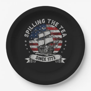 Spilling The Tea Since 1773 Red White Blue Funny 4 Paper Plate