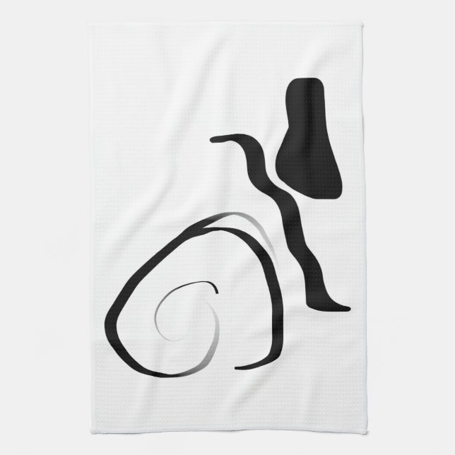 Spin Cycle: Abstract Black & White Kitchen Towel (Vertical)