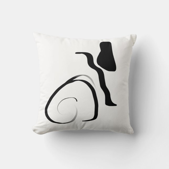 Spin Cycle: Abstract Black & White Throw Pillow (Front)