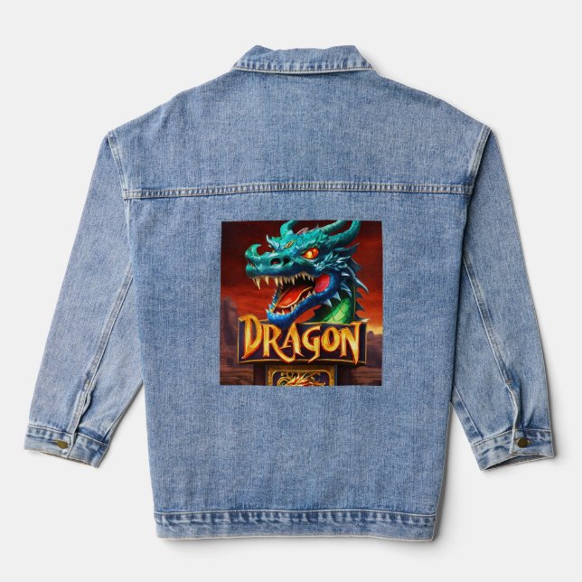 Spin Fire, Win Big - Jackpot Dragon Women’s Denim Jacket (Back)