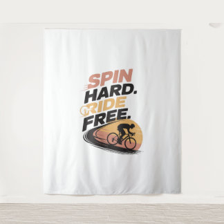 Spin Hard Ride Free Bicycling T-shirt Tapestry