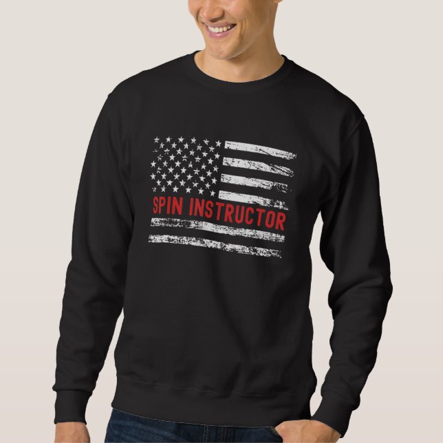 Spin Instructor USA Flag Profession Retro Job Titl Sweatshirt (Front)