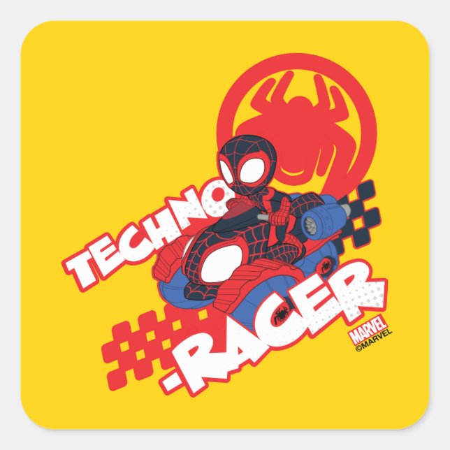 Spin Riding His Techno-Racer Square Sticker (Front)