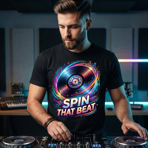 Spin That Beat   Colourful DJ Vinyl Record Music Tri-Blend Shirt