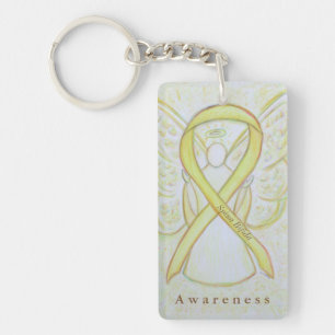 Spina Bifida Angel Awareness Ribbon Keychain