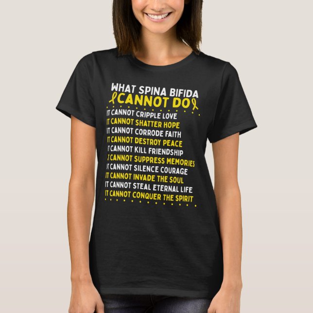 Spina Bifida Awareness Fighter Warrior Ribbon T-Shirt (Front)