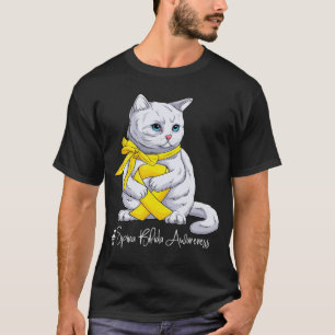 Spina Bifida Awareness Month Yellow Ribbon Cat T-Shirt