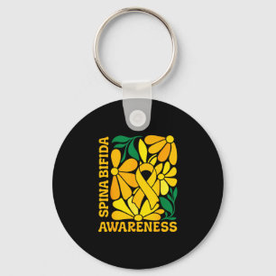 Spina bifida awareness survivor yellow ribbon men keychain
