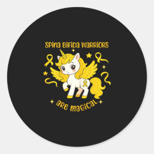 Spina bifida awareness unicorn survivor yellow classic round sticker