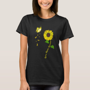 Spina Bifida Awareness Yellow Butterfly Sunflower  T-Shirt