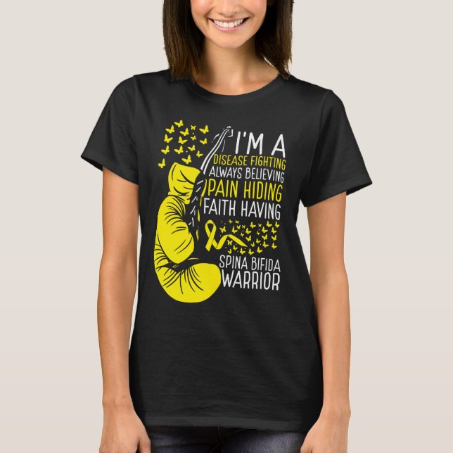 Spina Bifida Warrior Awareness Ribbon Disease T-Shirt (Front)