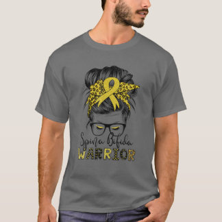 Spina Bifida Warrior Messy Bun Hair Women T-Shirt