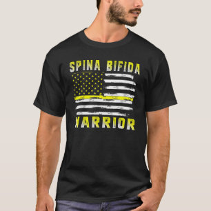 Spina Bifida Warrior Usa Flag American Yellow Awar T-Shirt