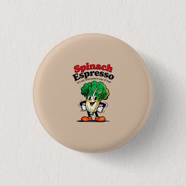 Spinach Espresso Hat 1 Inch Round Button (Front)